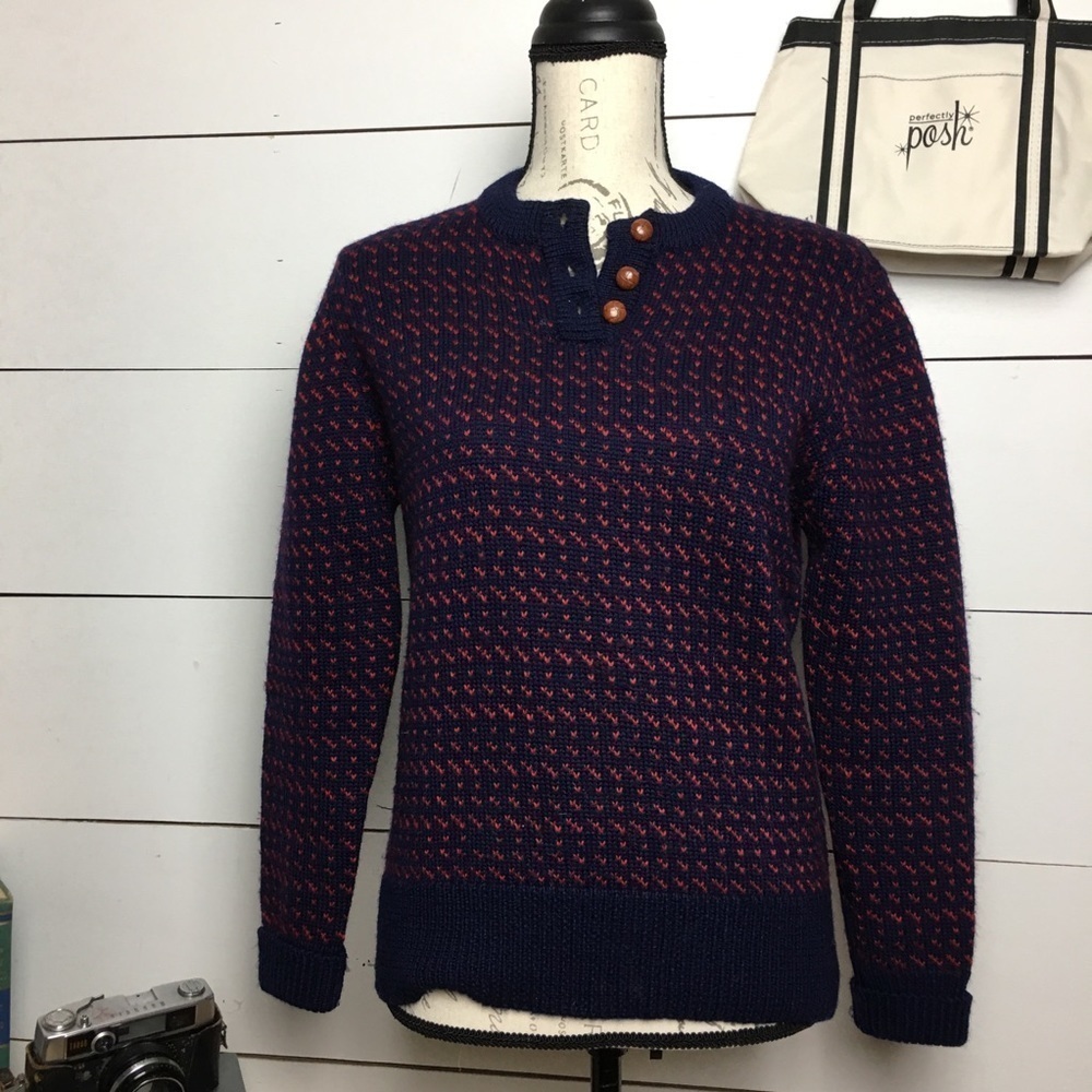 Vintage Sierra Designs 100% Wool Sweater USA Made Mountaincore Cabincore Knit L